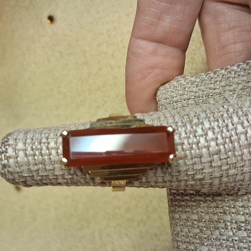 💛🧡14k Gold Ladies Ring With Large Genuine Carnelian Center Stone  Size 8 NWOT